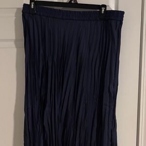 Time and Tru Dark Blue Pleated A-Line Skirt